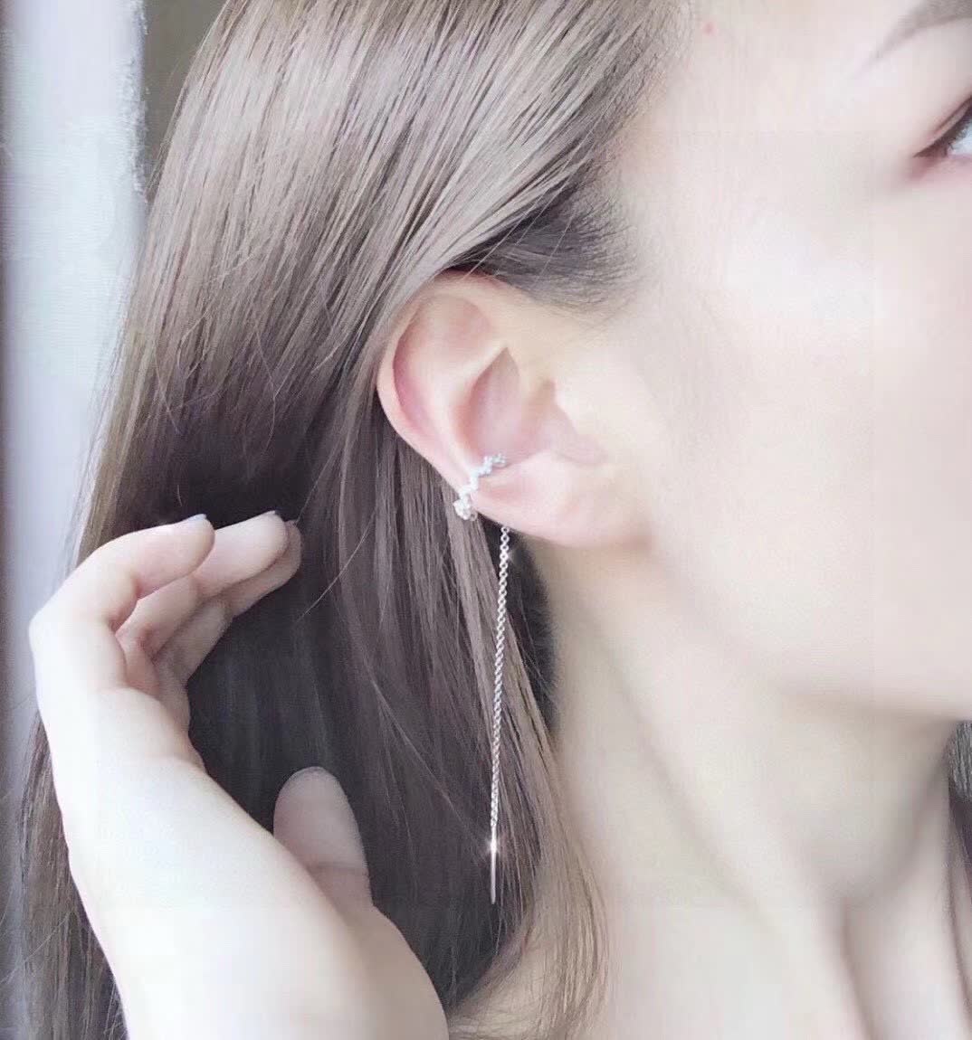 APM Monaco Silver Long Earrings with Cubic Zirconia